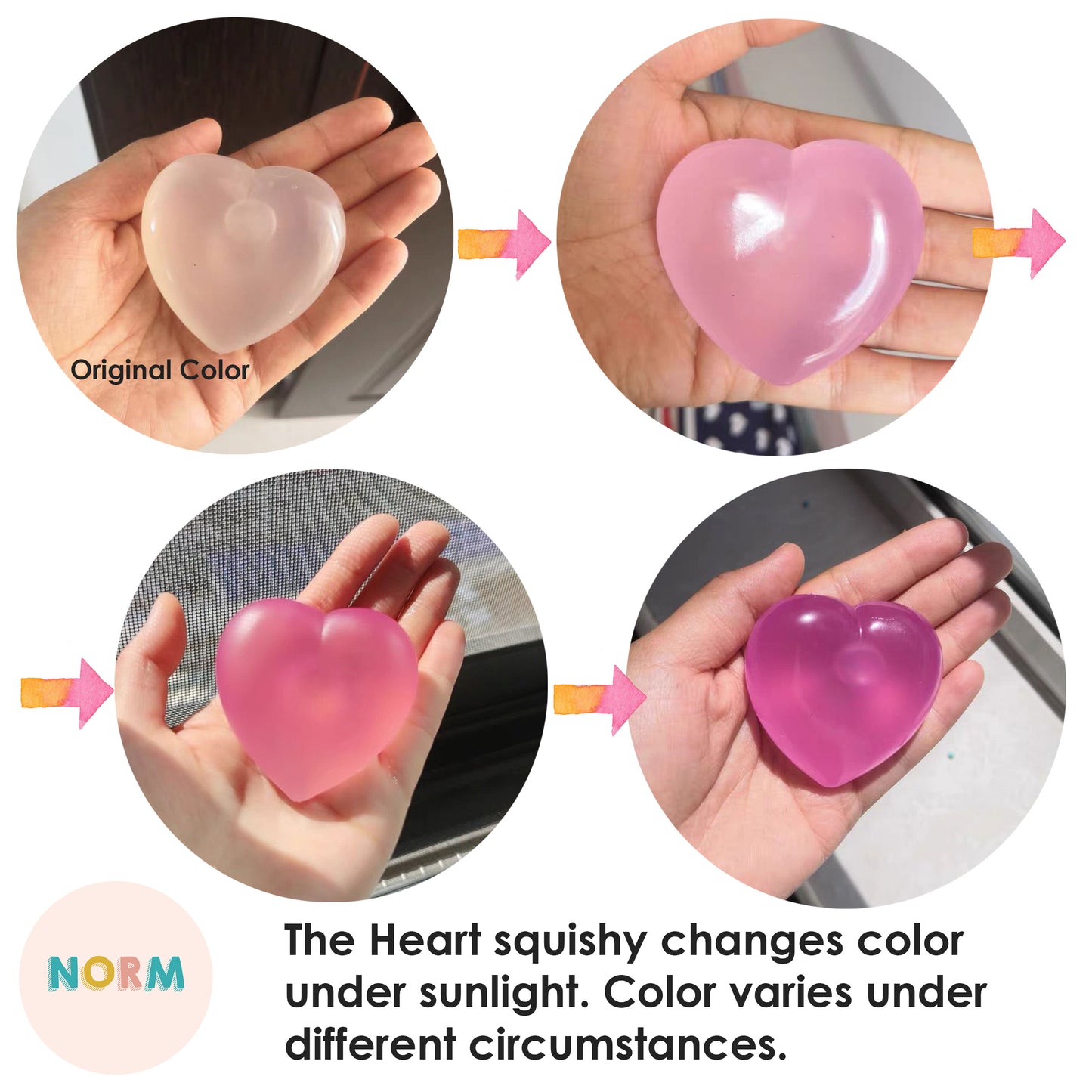 Heart Mochi Color Changing Squishy Toy