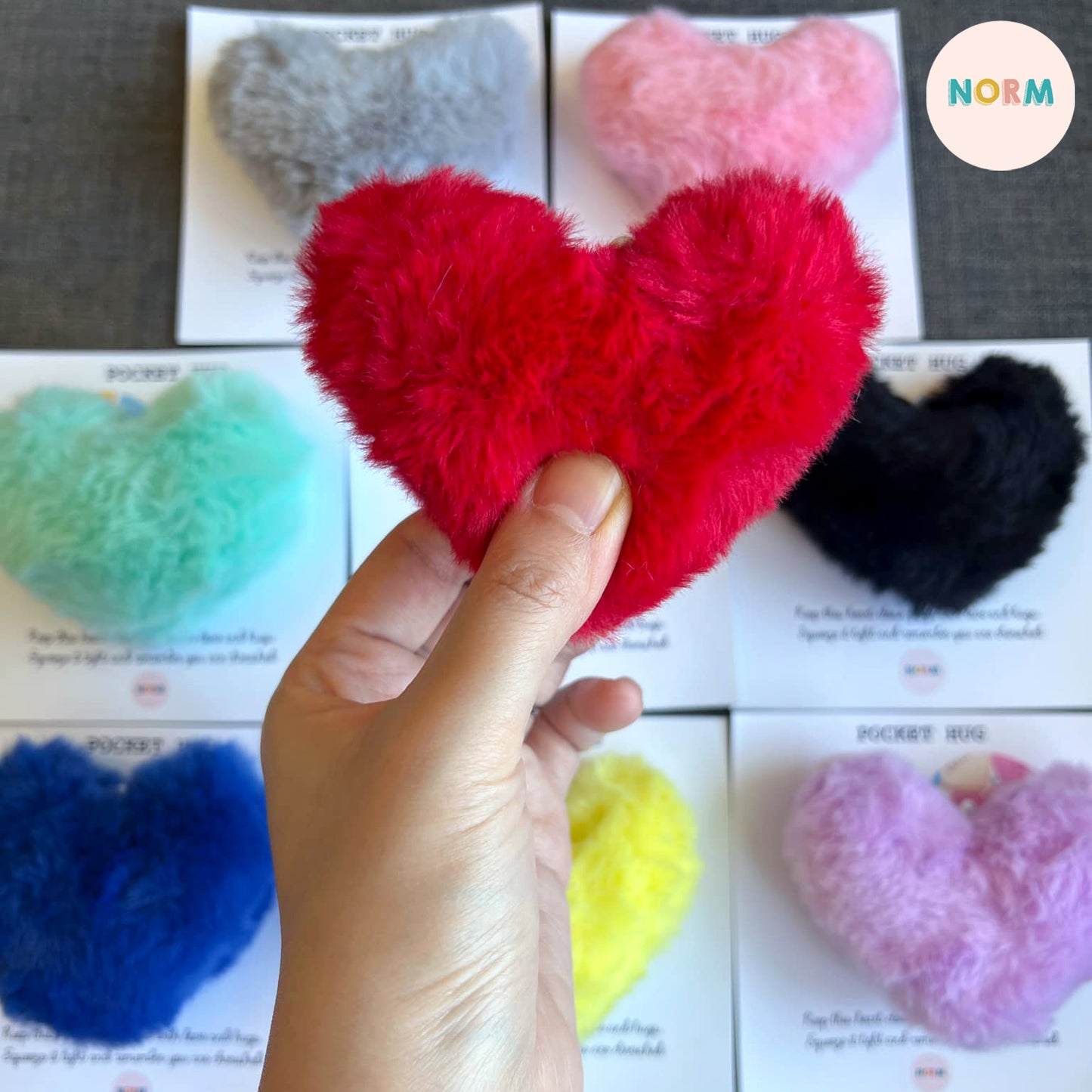 Furry Fluffy Pocket Hug Heart (Plain)