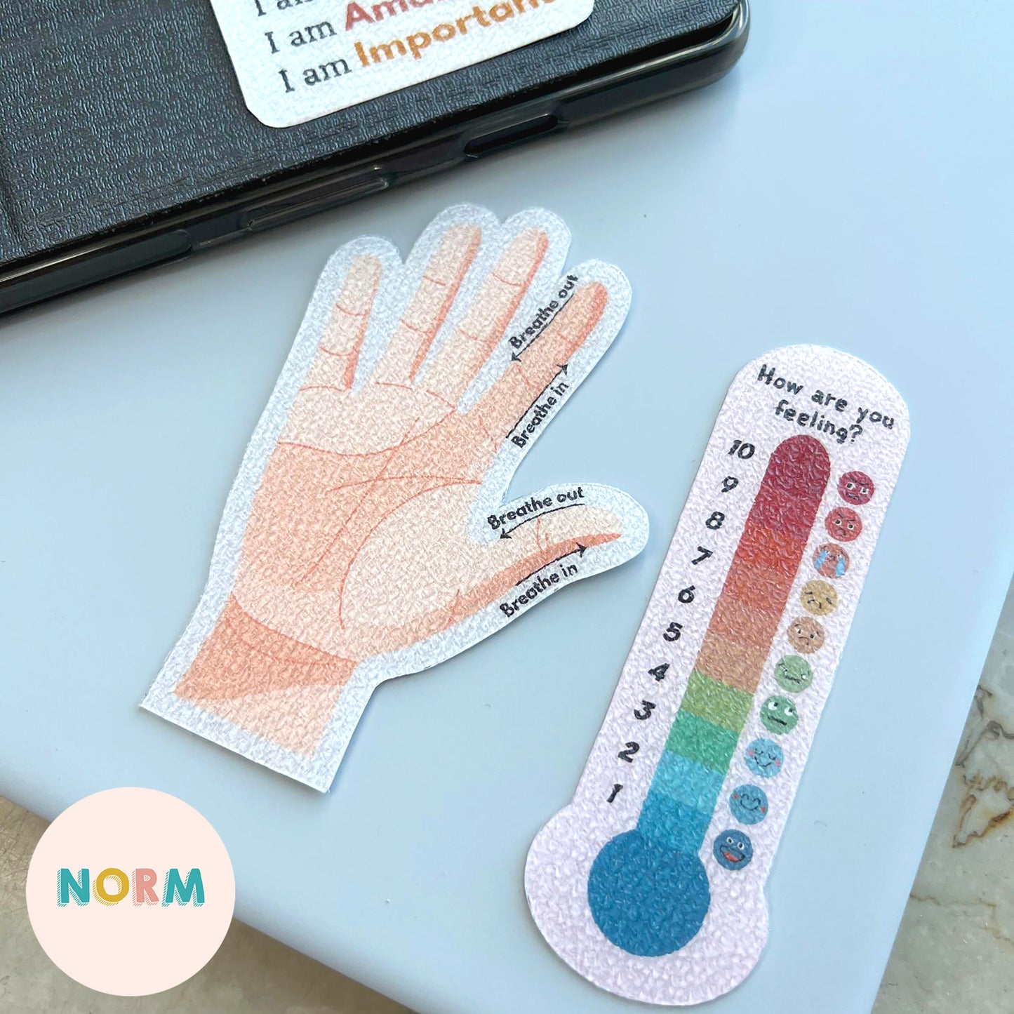 Palm Breathing & Feelings Thermometer Wellness Stickers Boxset