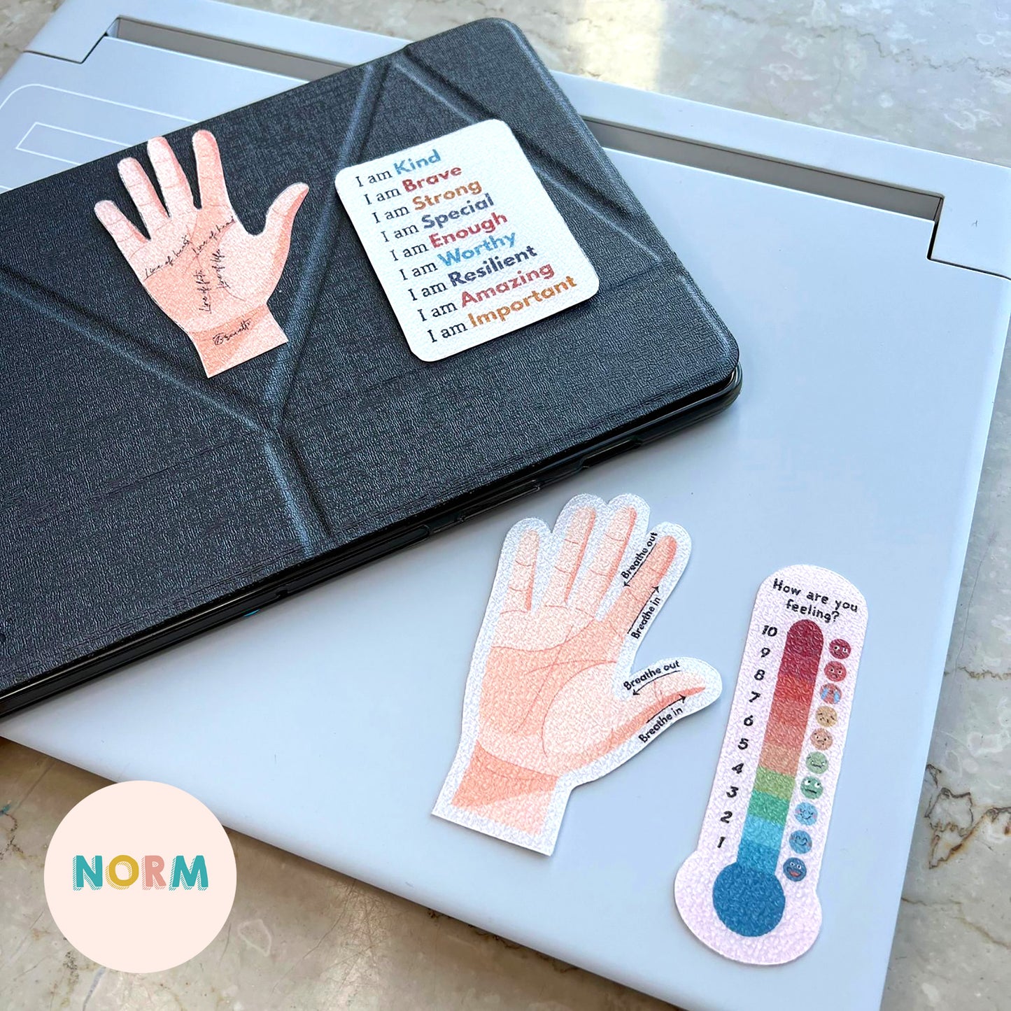 Palm Breathing & Feelings Thermometer Wellness Stickers Boxset